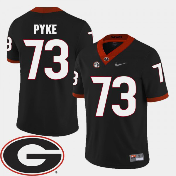 Men's #73 Greg Pyke Georgia Bulldogs 2018 SEC Patch College Football For Jersey - Black